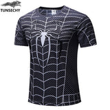 NEW 2017 TUNSECHY Marvel Captain America 2 Super Hero lycra compression tights T shirt Men fitness clothing short sleeves S-4XL