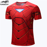 NEW 2017 TUNSECHY Marvel Captain America 2 Super Hero lycra compression tights T shirt Men fitness clothing short sleeves S-4XL